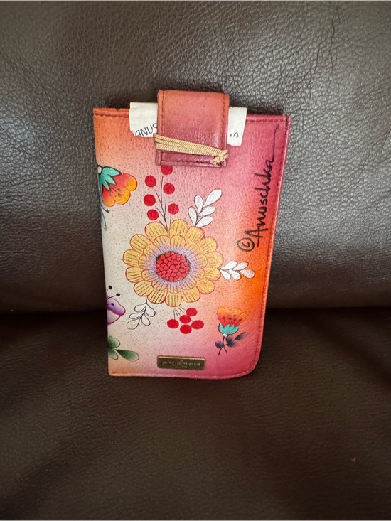 New Anuschka Floral Sugar Skull Leather Tote with Glasses Case RFID Protection